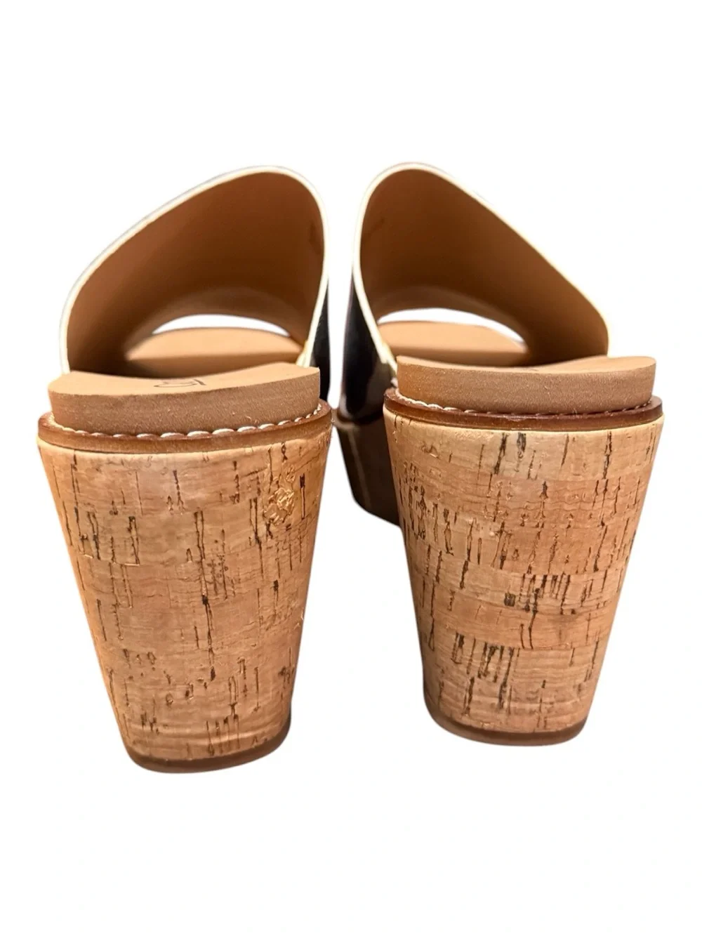 Corkys Mug Shot Platform Wedge Sandals Black Natural Stripe 2 Size 10